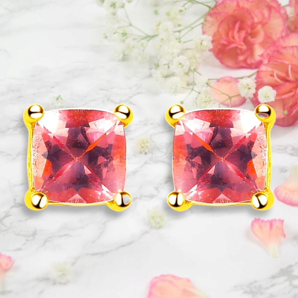 🔥PRICE DROP🔥NWT CHAMPAGNE ROSE APATITE EARRINGS IN GOLD OVER STERLING SILVER
